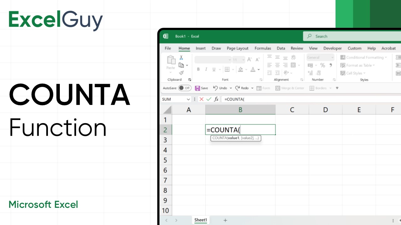 COUNTA Function in Excel. Count non-empty cells in excel.