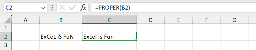 Convert text to Title Case using PROPER function in Excel